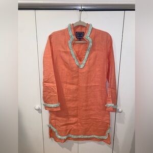 Sail to Sable 100% Linen Coral and Mint Green Dress